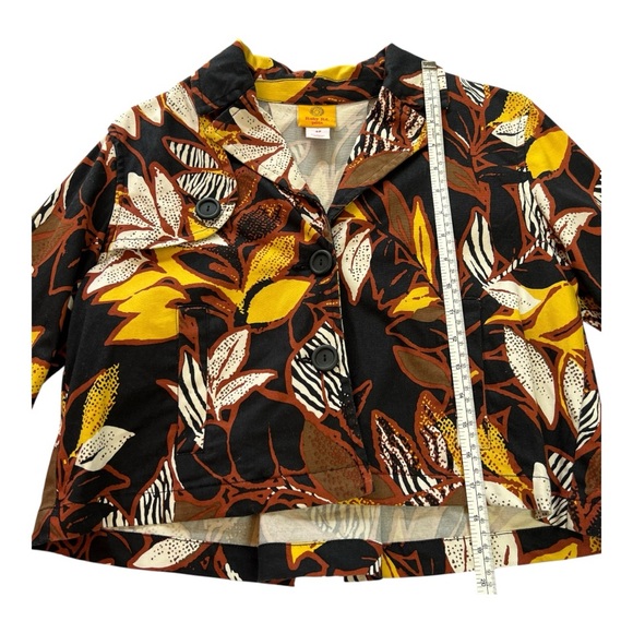 RUBY RD Leaf Print Cropped Jacket | 4P | Yellow Multi | Retro Safari Style - Picture 7 of 14